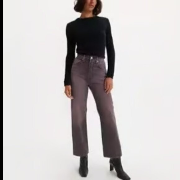 LEVI'sm LEVIS RIBCAGE STRAIGHT ANKLE JEANS BUTTON FRONT TINTED SKY NWOT $98 26 w - Picture 2 of 9